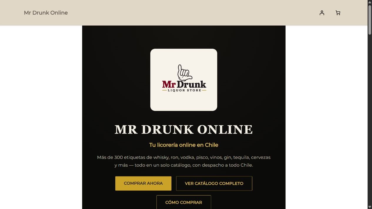 Portada de Mr Drunk Online, licorería online en Chile